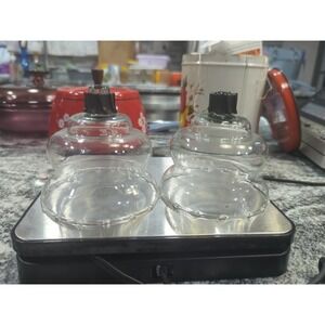 2 Vintage Homco Wheat Etched Clear Glass Peg Votive Candle Holder